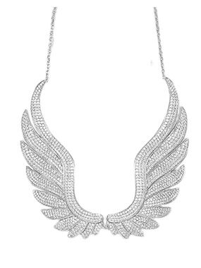 Sterling Silver Angel Wings Necklace – CZ Pave Statement NWT - Last one!